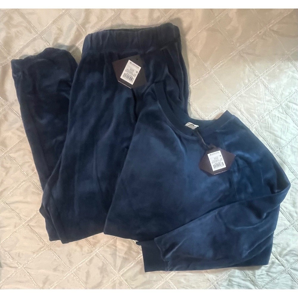 New Ava & Viv Navy Blue Velour Jogger Pants & Crewneck Sweatshirt Set -Sz 2X NWT - Picture 2 of 12